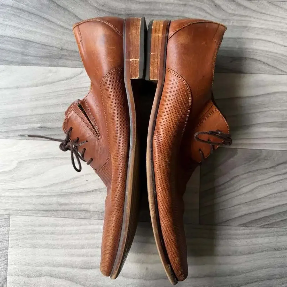 Aldo Brown Leather Perforated Lace-Up Dress Shoes